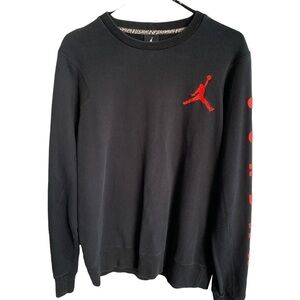 Nike Air Jordan Black Red White NBA Crewneck Sweatshirt Basketball Size Large